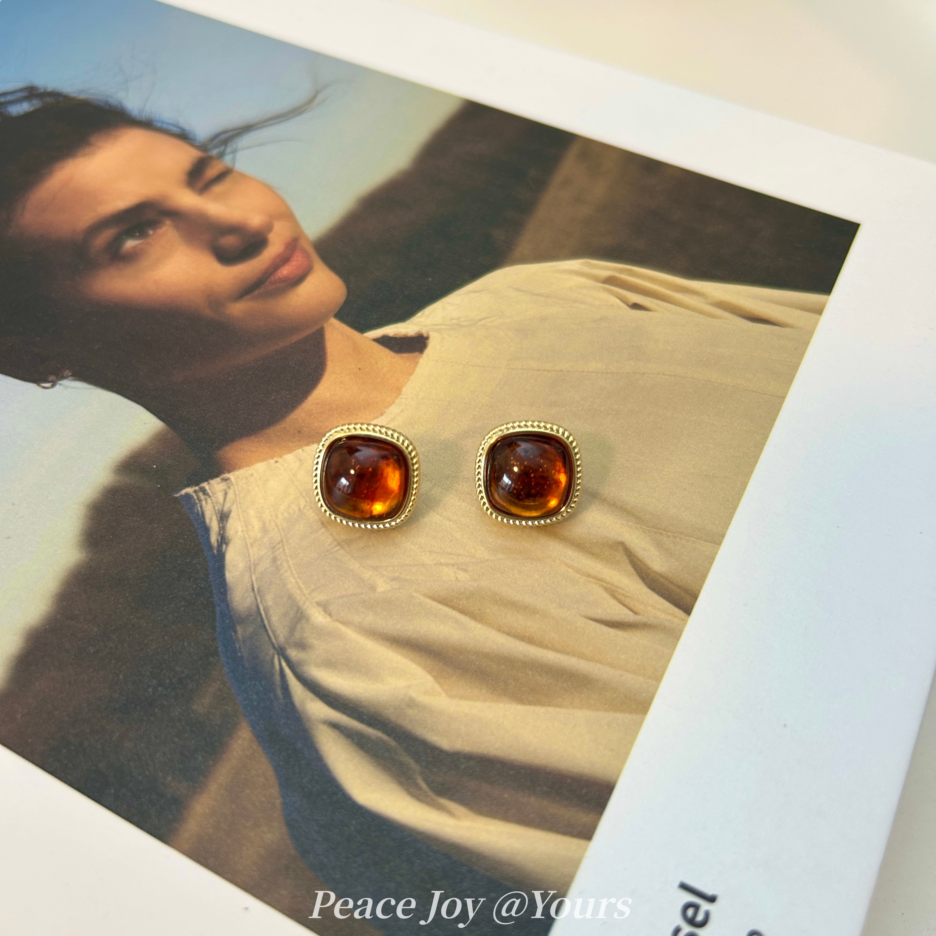 铜合金耳饰 2025新款爆款复古美拉德耳环 咖色轻奢小众高级感耳饰