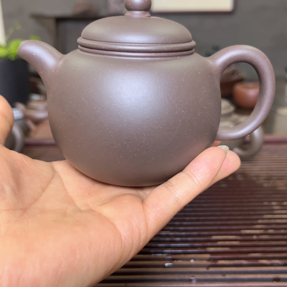 紫砂茶壶清*天青半手工鲍尊