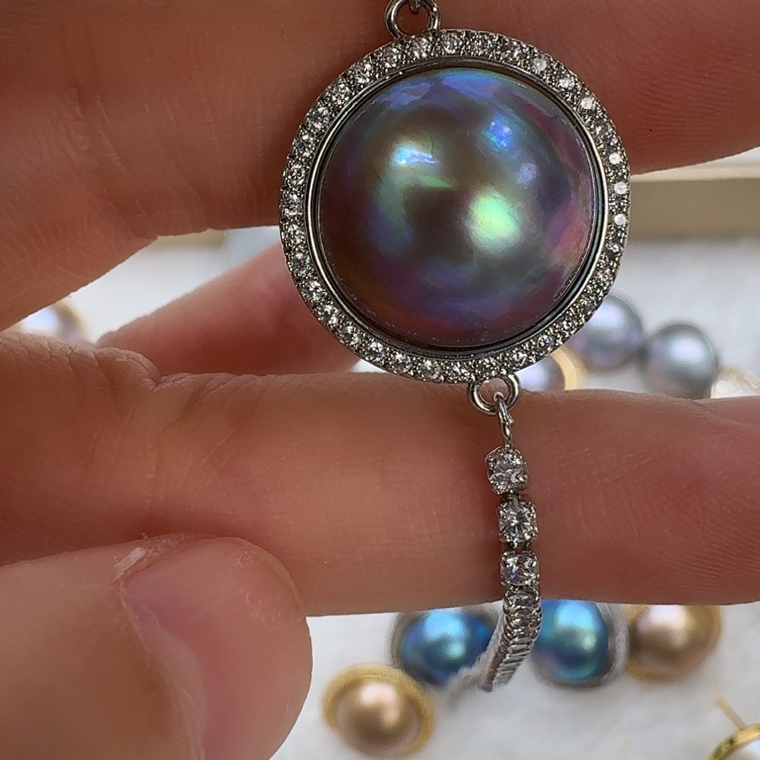 手镯未镶嵌拼合珍珠（马贝珠）