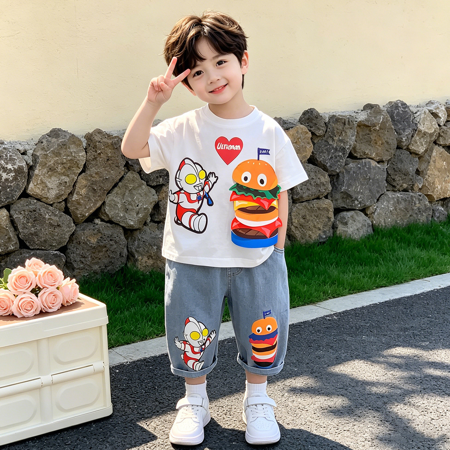 奥特曼衣服男童夏装套装2026新款儿童夏天短袖男宝宝夏季薄款衣服
