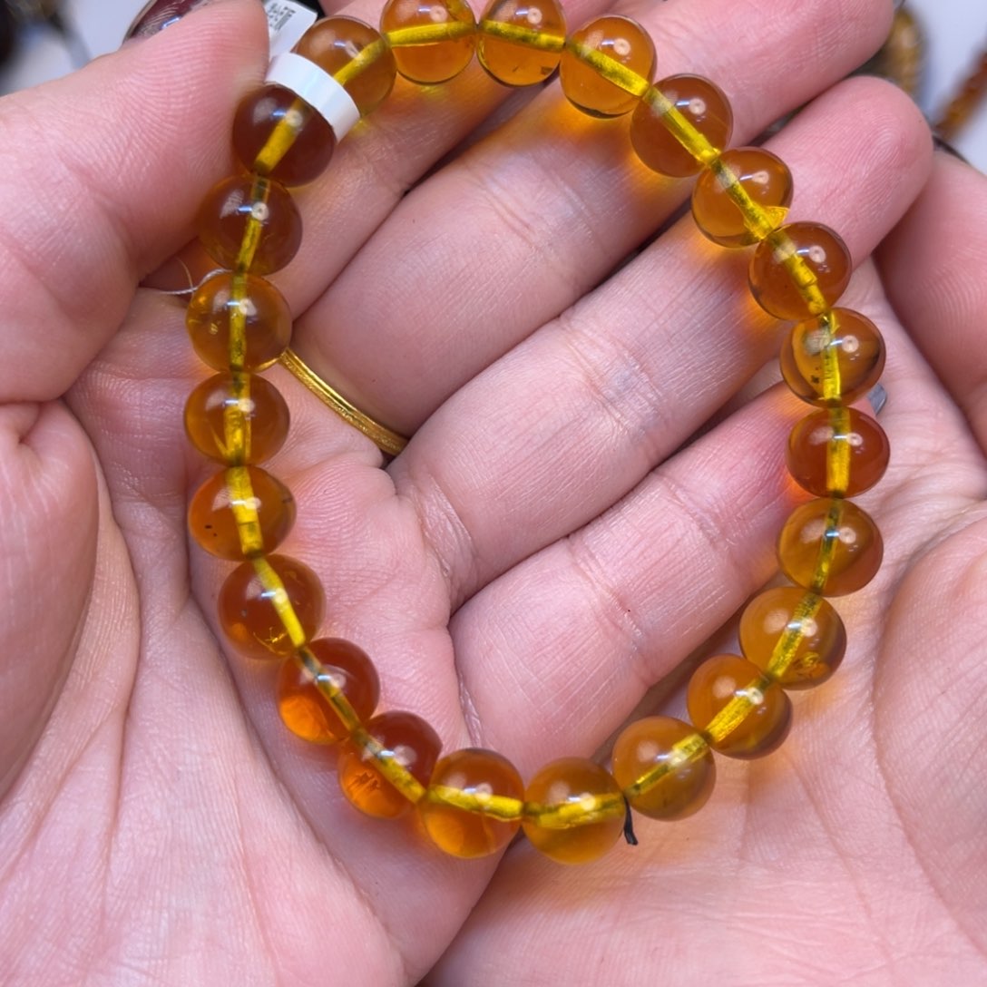 琥珀手链未镶嵌缅甸琥珀单圈手串9m