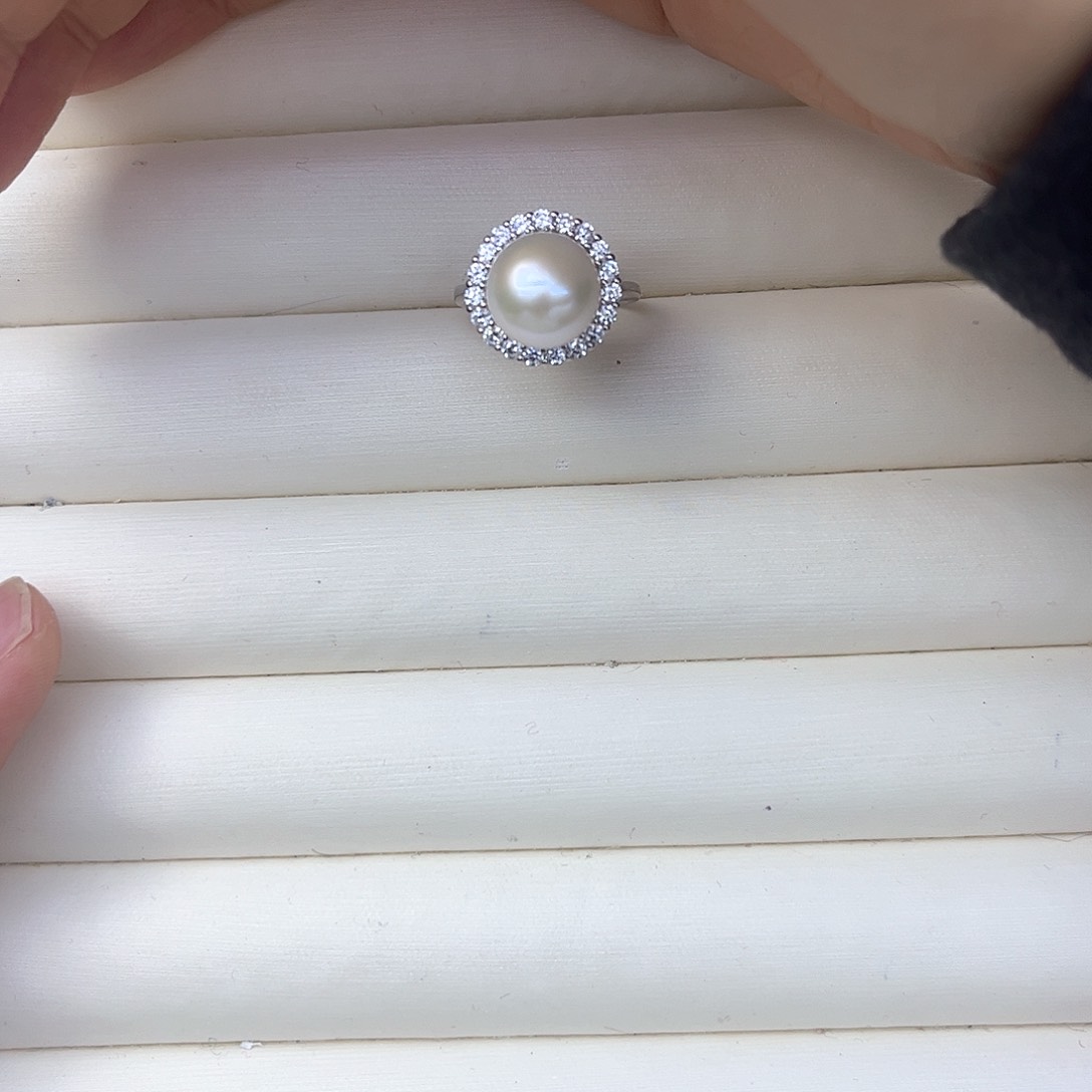 淡水珍珠戒指银S925镶嵌