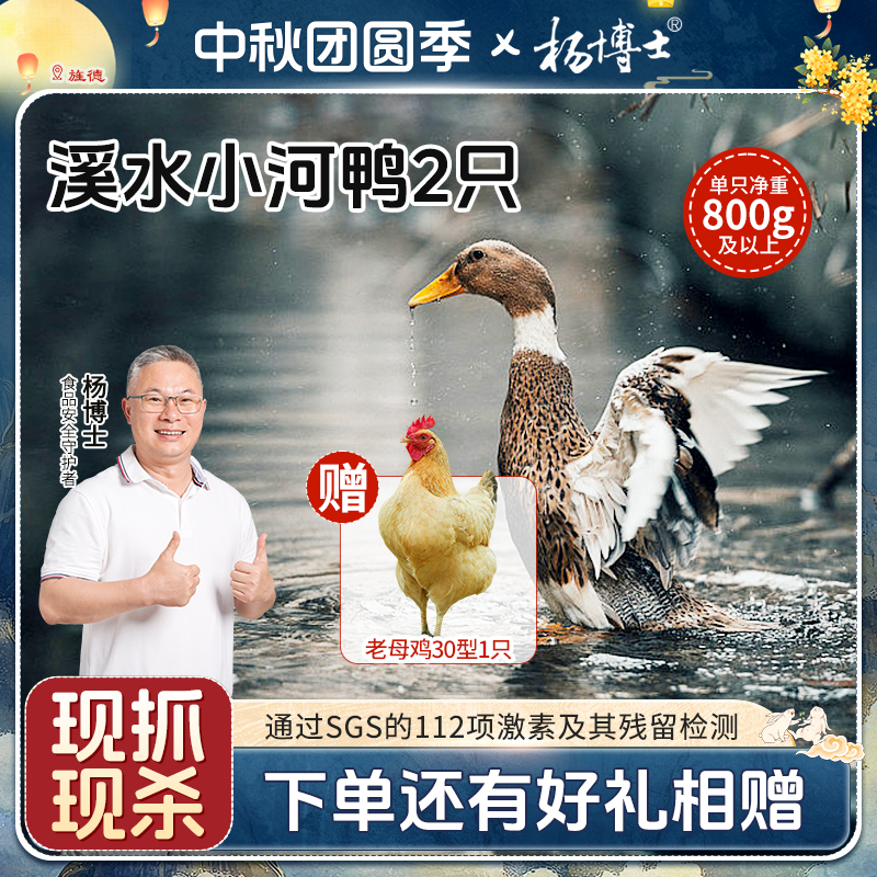 【2只溪水小河鸭送1只老母鸡（30）】杨博士鸭子正宗散养土鸭红烧煲汤