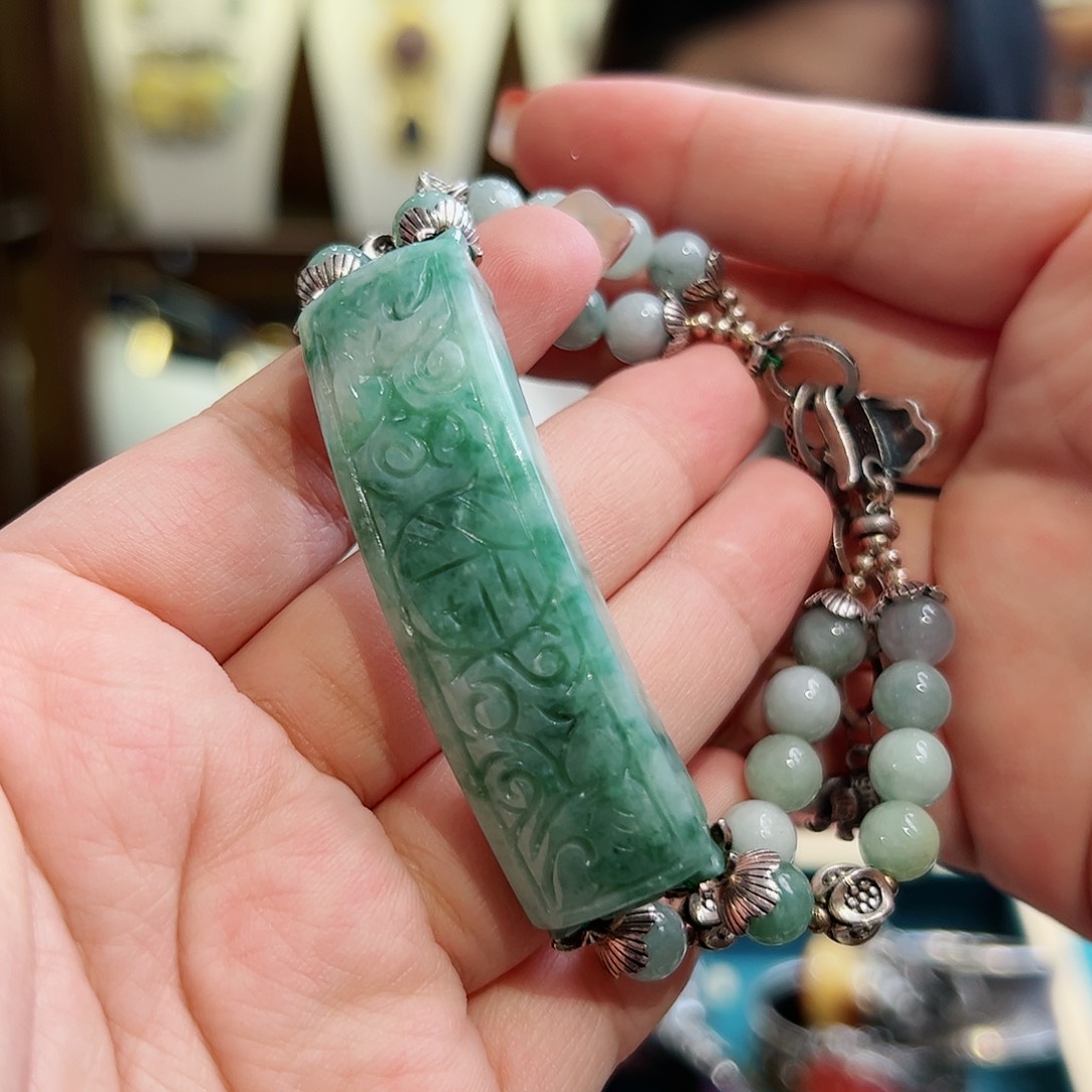 翡翠手链未镶嵌古风