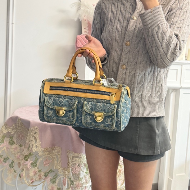 95新 LouisVuitton/路易威登 lv单宁波士顿手提包