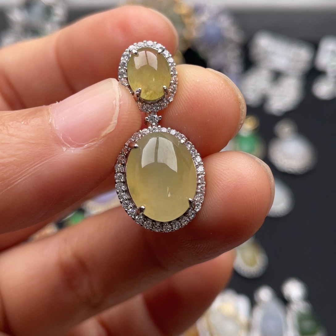 翡翠银S925镶嵌吊坠(不含链)