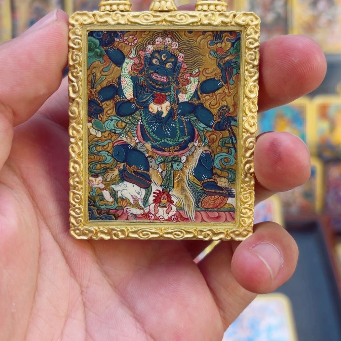 吊坠纯手绘唐卡 大黑天