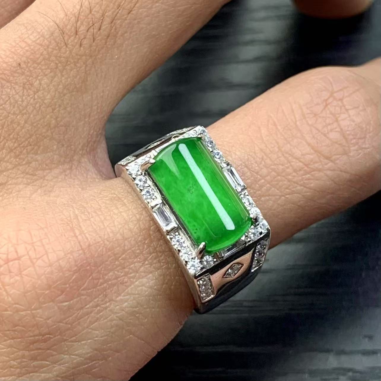 马鞍戒｜天然A货翡翠危地马拉戒指  男款戒指马鞍戒镶嵌款