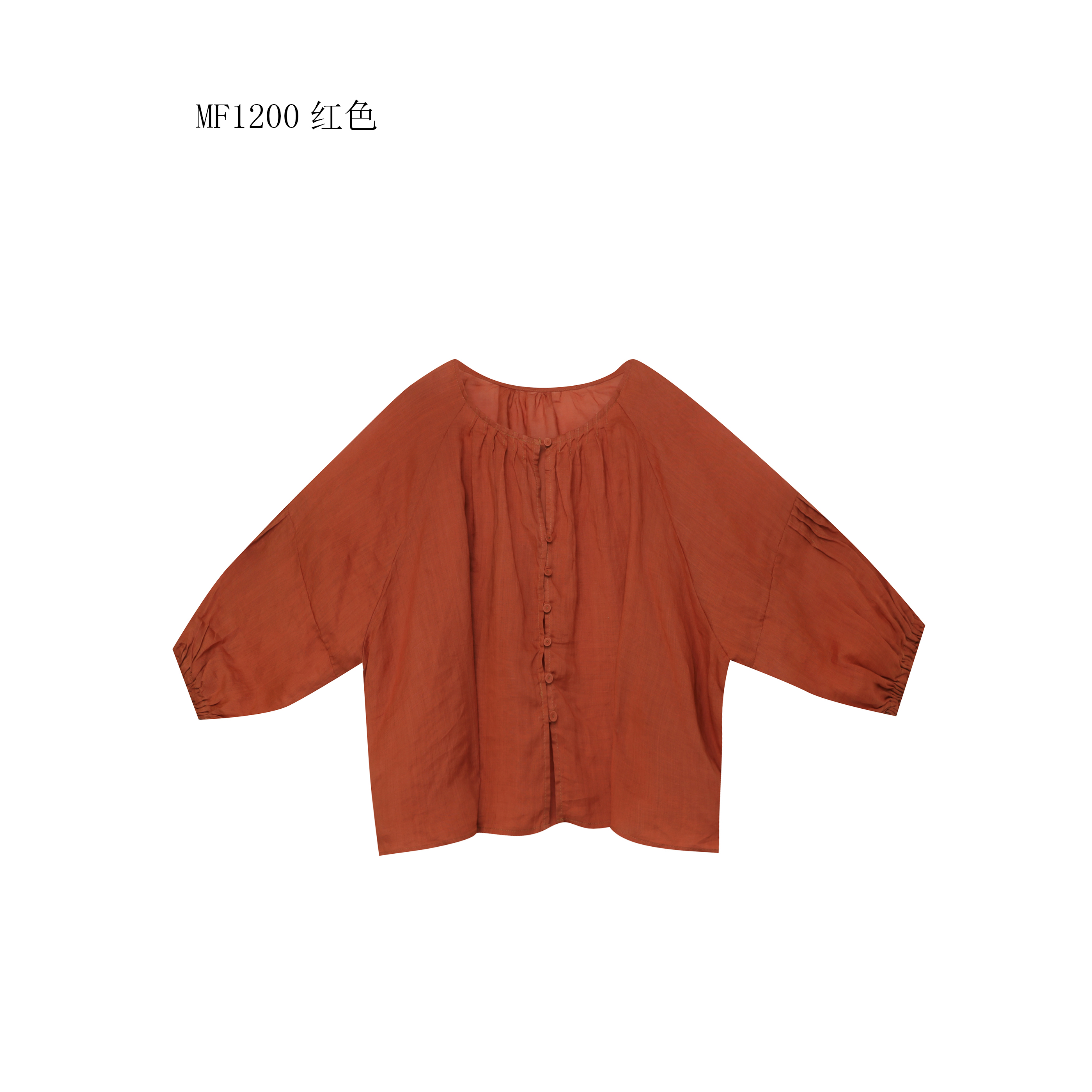 【麻訪家】MF1200红色文艺简约慵懒宽松百搭开衫上衣