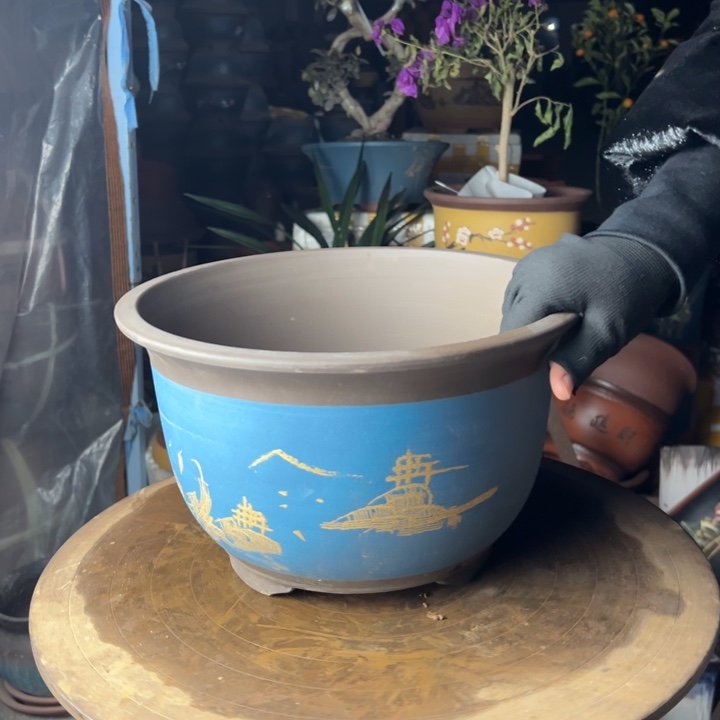 紫砂30蓝山花盆花盆