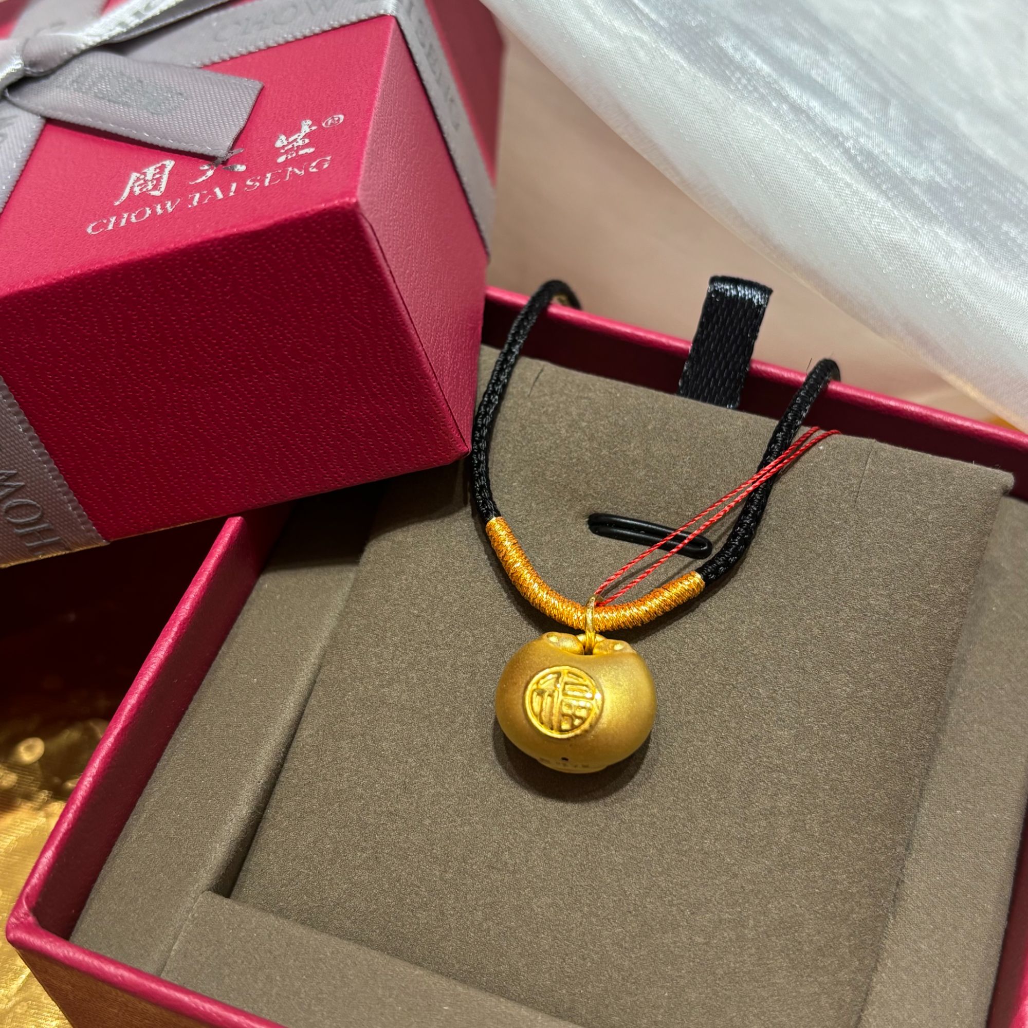 Chow Tai Seng/周大生小胖福吊坠足金项链纯金吊坠首饰新款