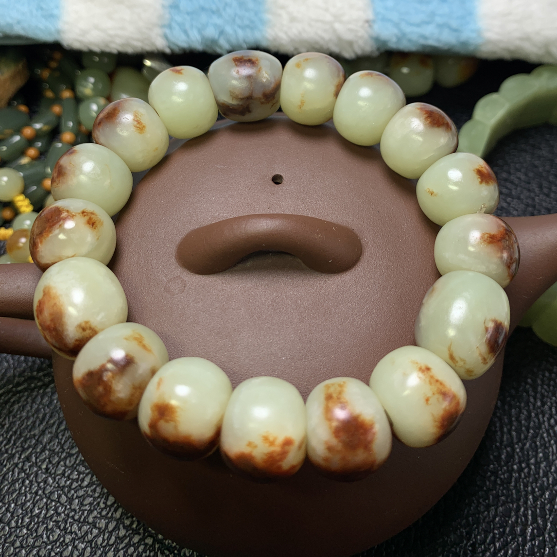 河磨玉手串 雕刻饰品