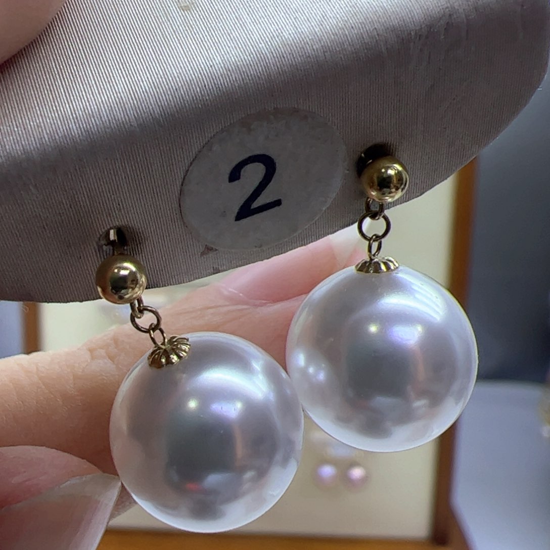 淡水珍珠耳饰18K金镶嵌