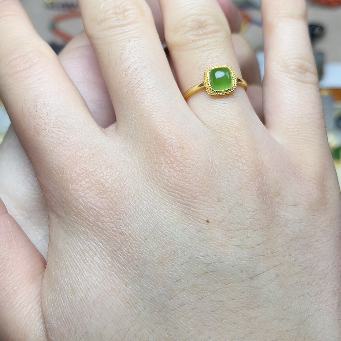 和田玉银S925镶嵌戒指06