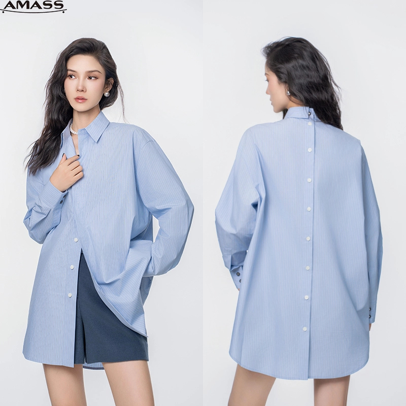 AMASS/阿玛施秋季时尚设计感百搭休闲宽松通勤长袖衬衣女 5301110