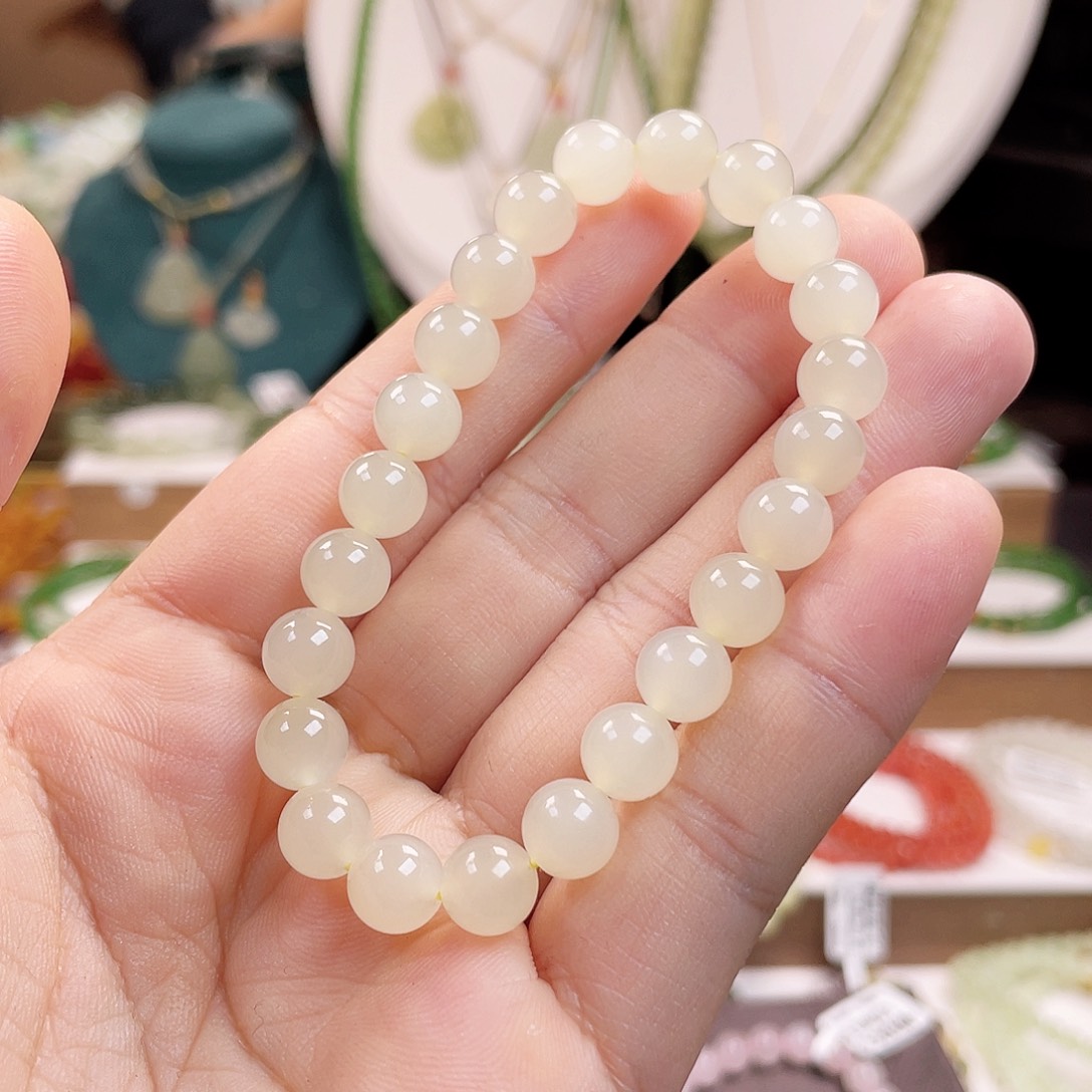 和田玉手链未镶嵌兔*贝8