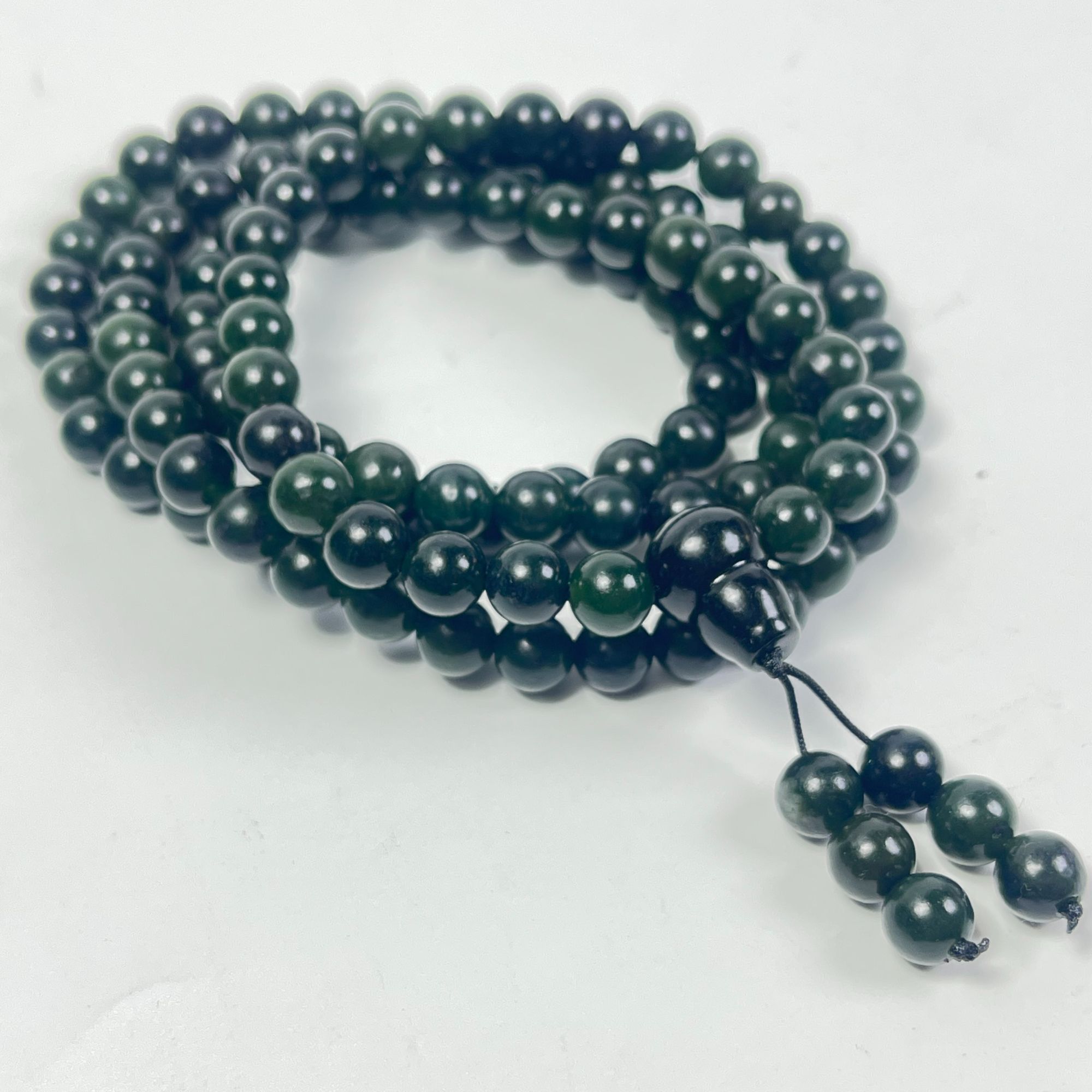 天然西藏藏玉药王石高透冰翠直径8mm108项链手链