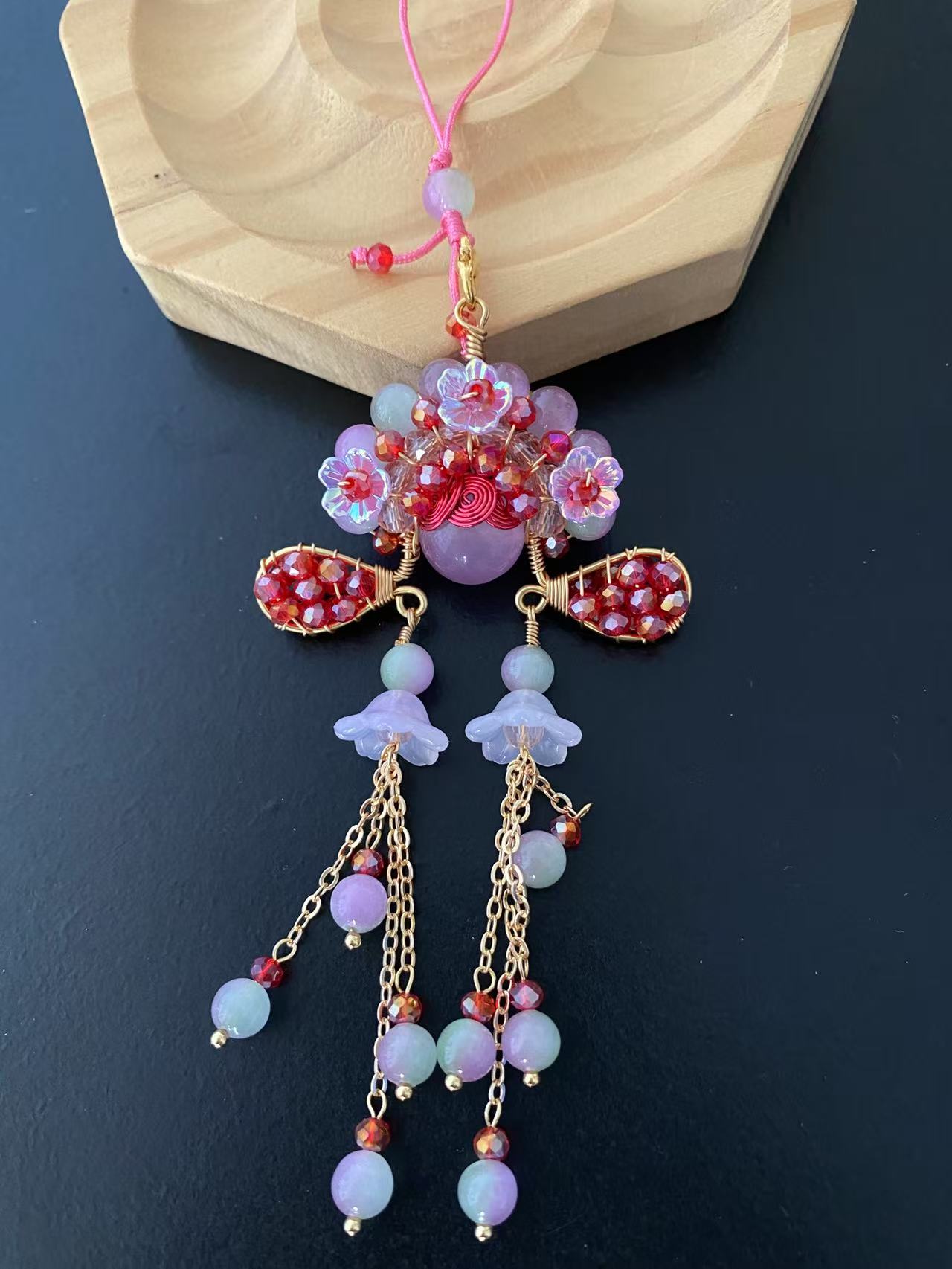 铜铅玻璃吊坠 国粹古风京剧脸谱戏曲刀马旦手机挂成品吊坠A5038