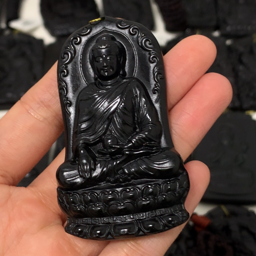 天然缅甸a货钢琴黑挂件