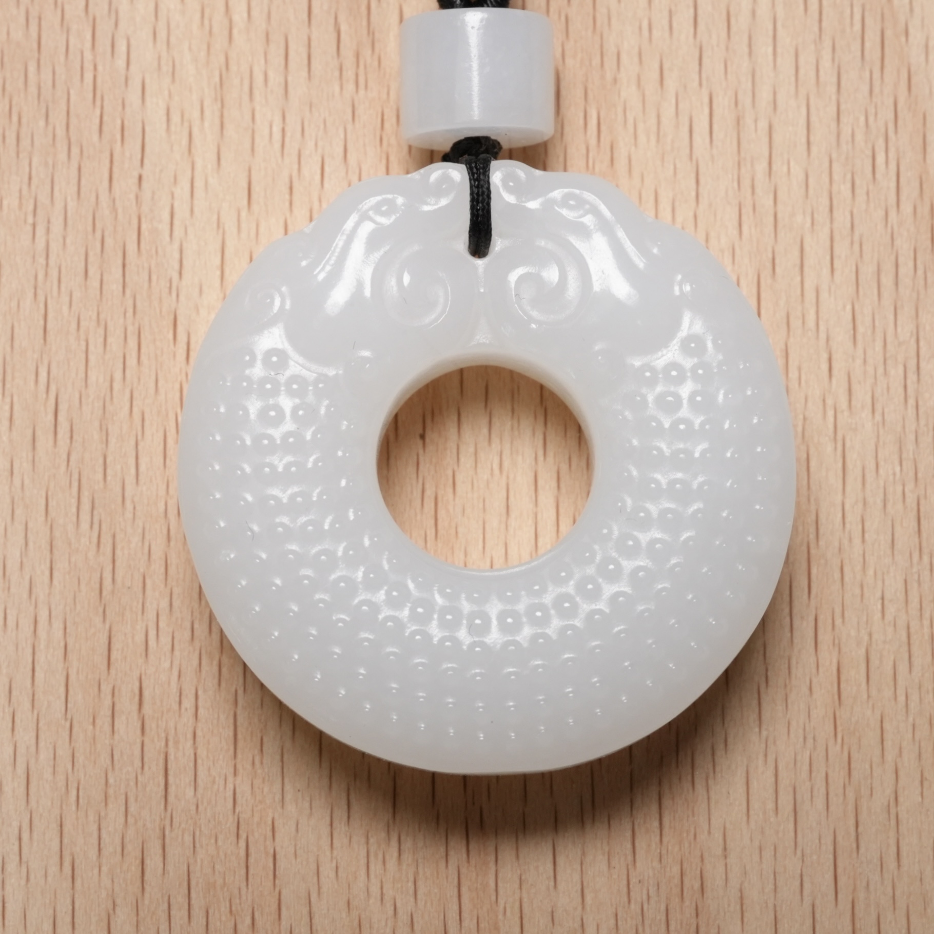 【杨老师甄选】双龙护主 和田玉平安扣 G9000