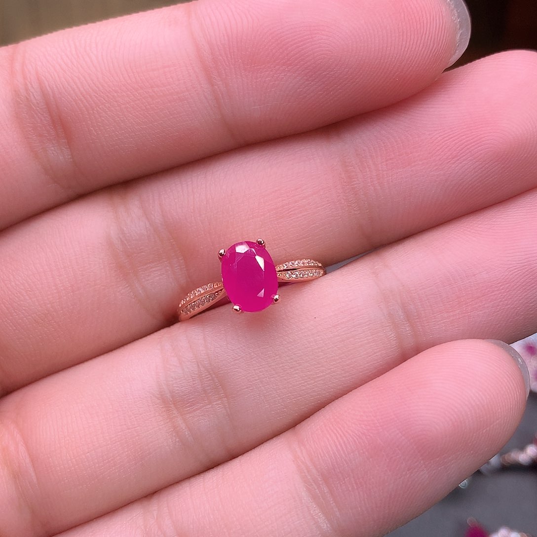 红宝石戒指银S925镶嵌