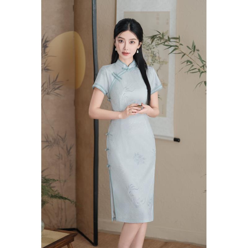 恬子梦 T830 夏季新款 兰兰 裙长110 短袖修身旗袍