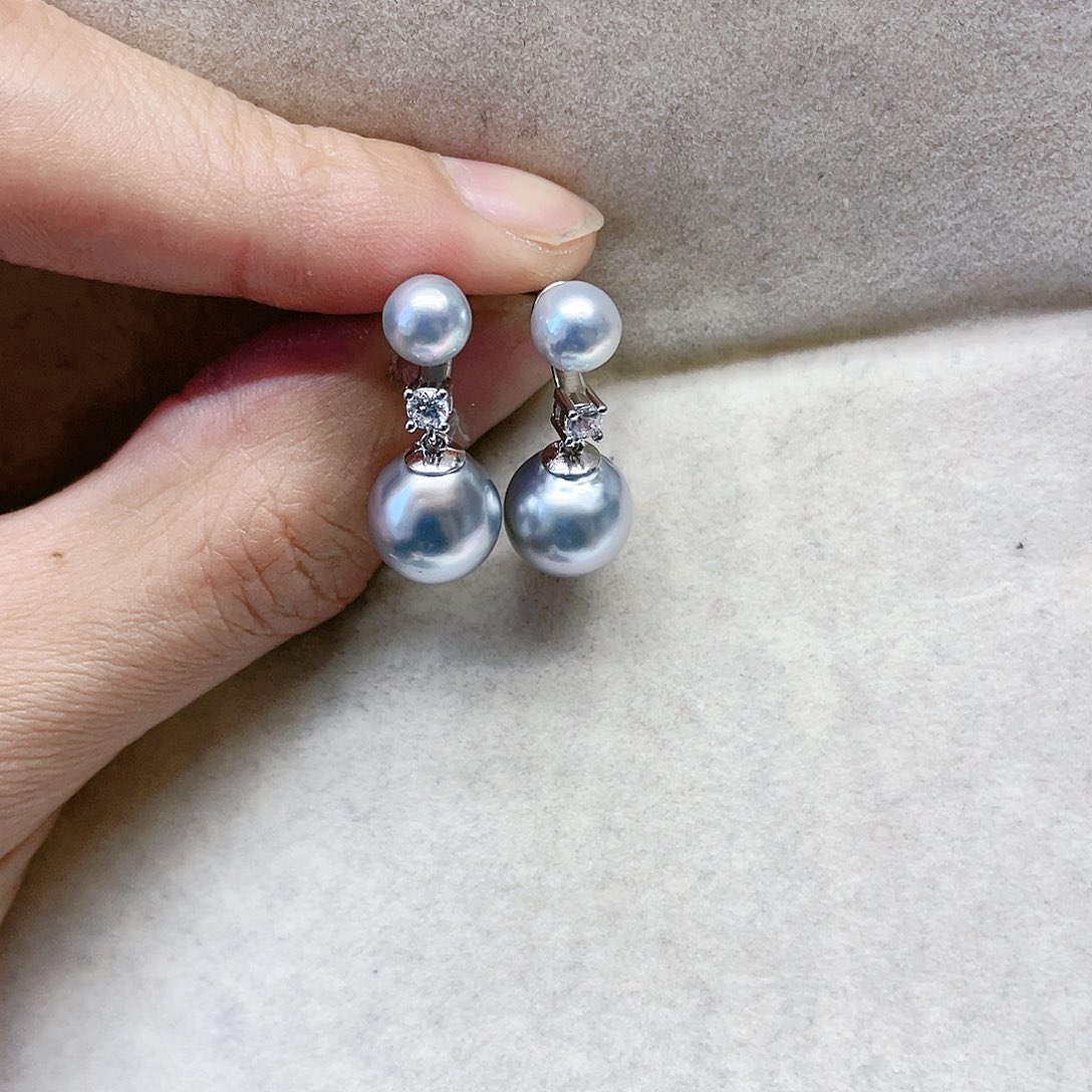 海水珍珠耳饰银S925镶嵌
