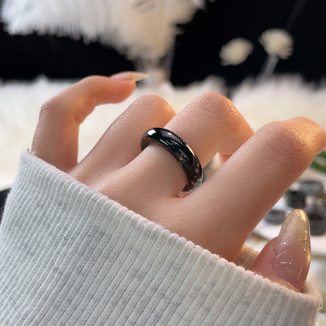 和田玉未镶嵌戒指k124黑青铂金泥鳅背17.4mm