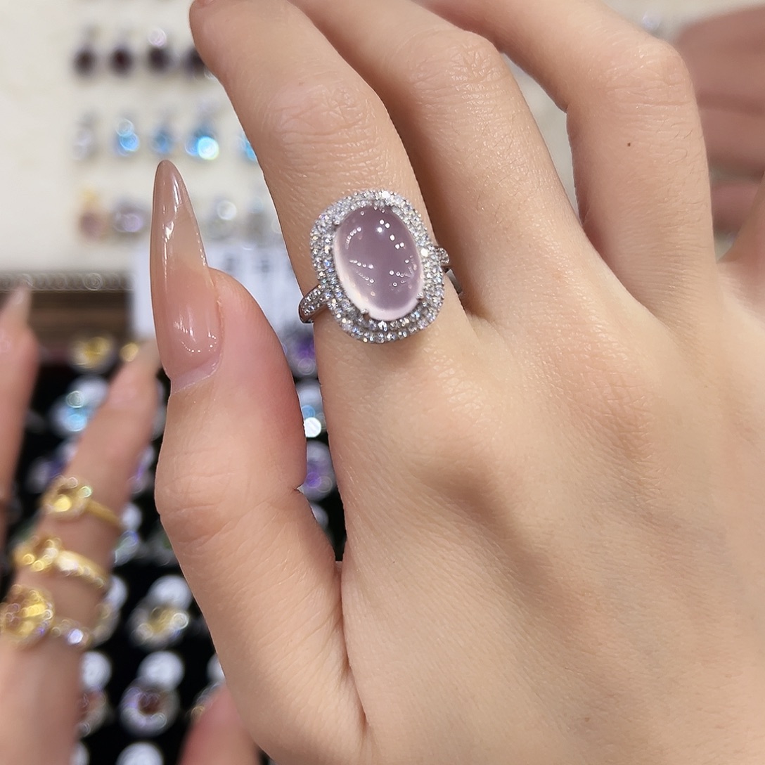 不****芙蓉石银S925镶嵌戒指