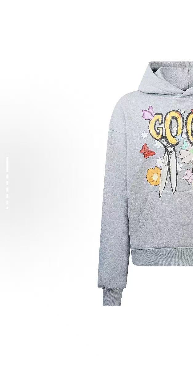 【赵泳鑫同款】GOODBRAND 蝴蝶鲜花剪刀蜡笔画连帽卫衣 男女同款