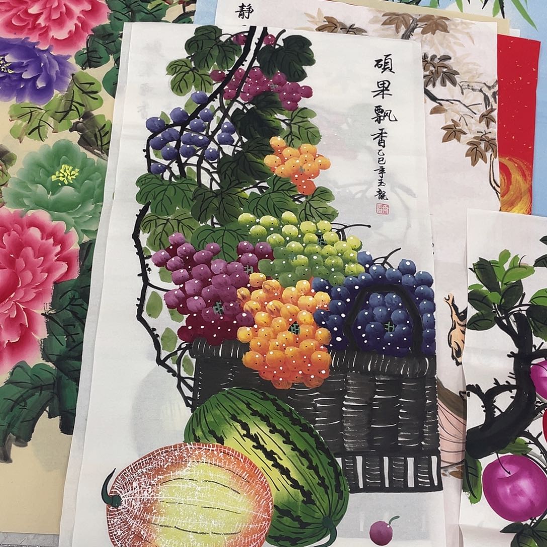 国画国画作品原稿三尺葡萄