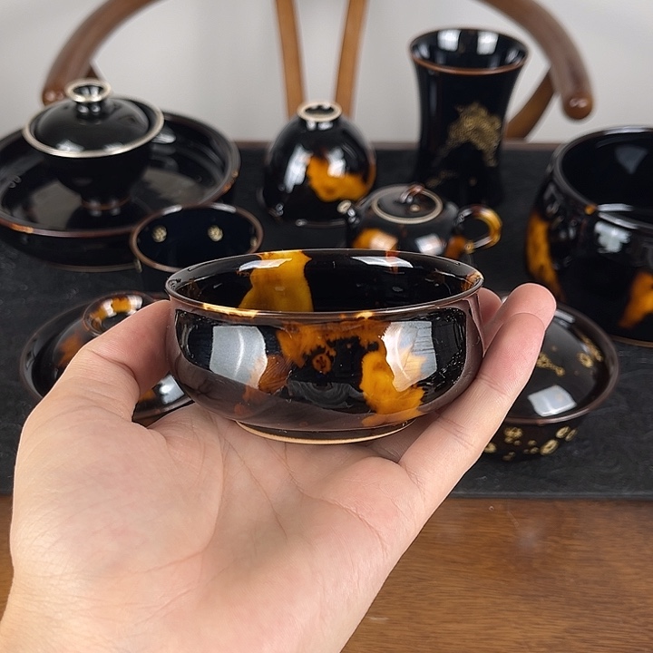 杯玳瑁釉矮炉式杯