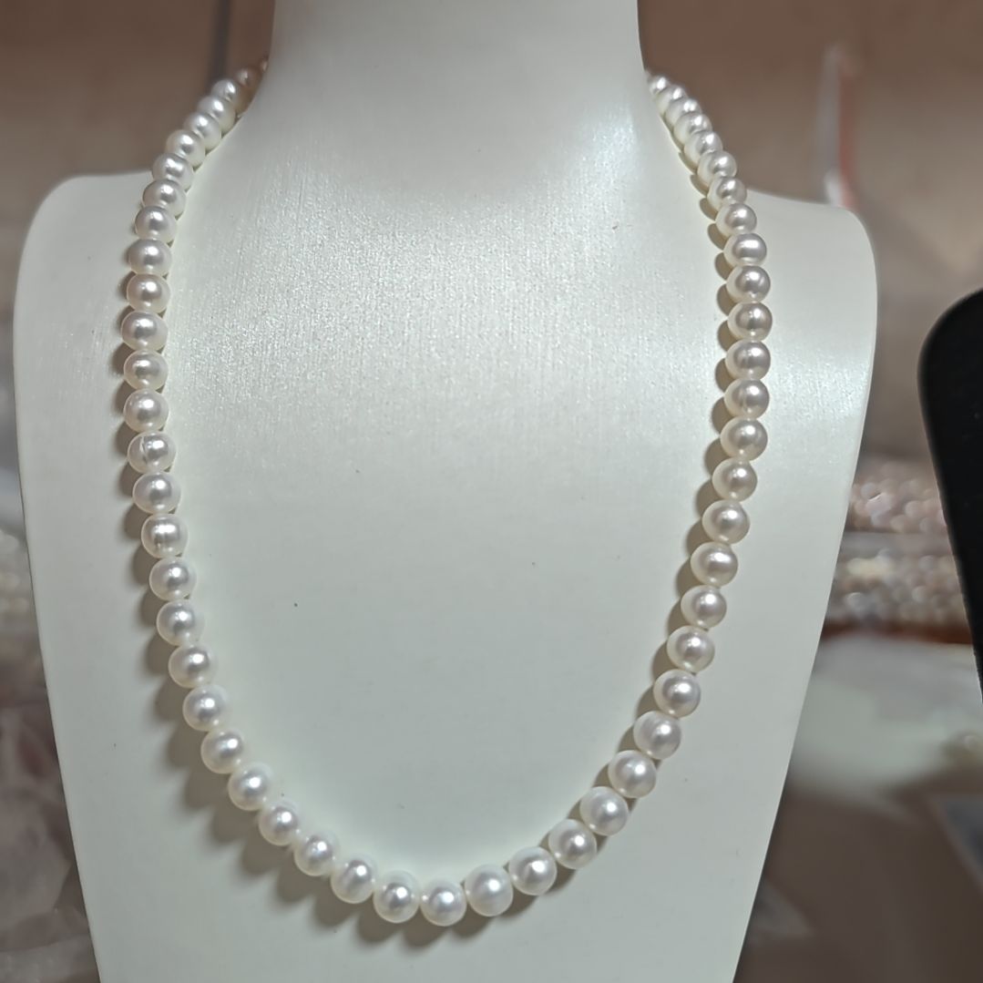 淡水珍珠项链银S925镶嵌大****菜