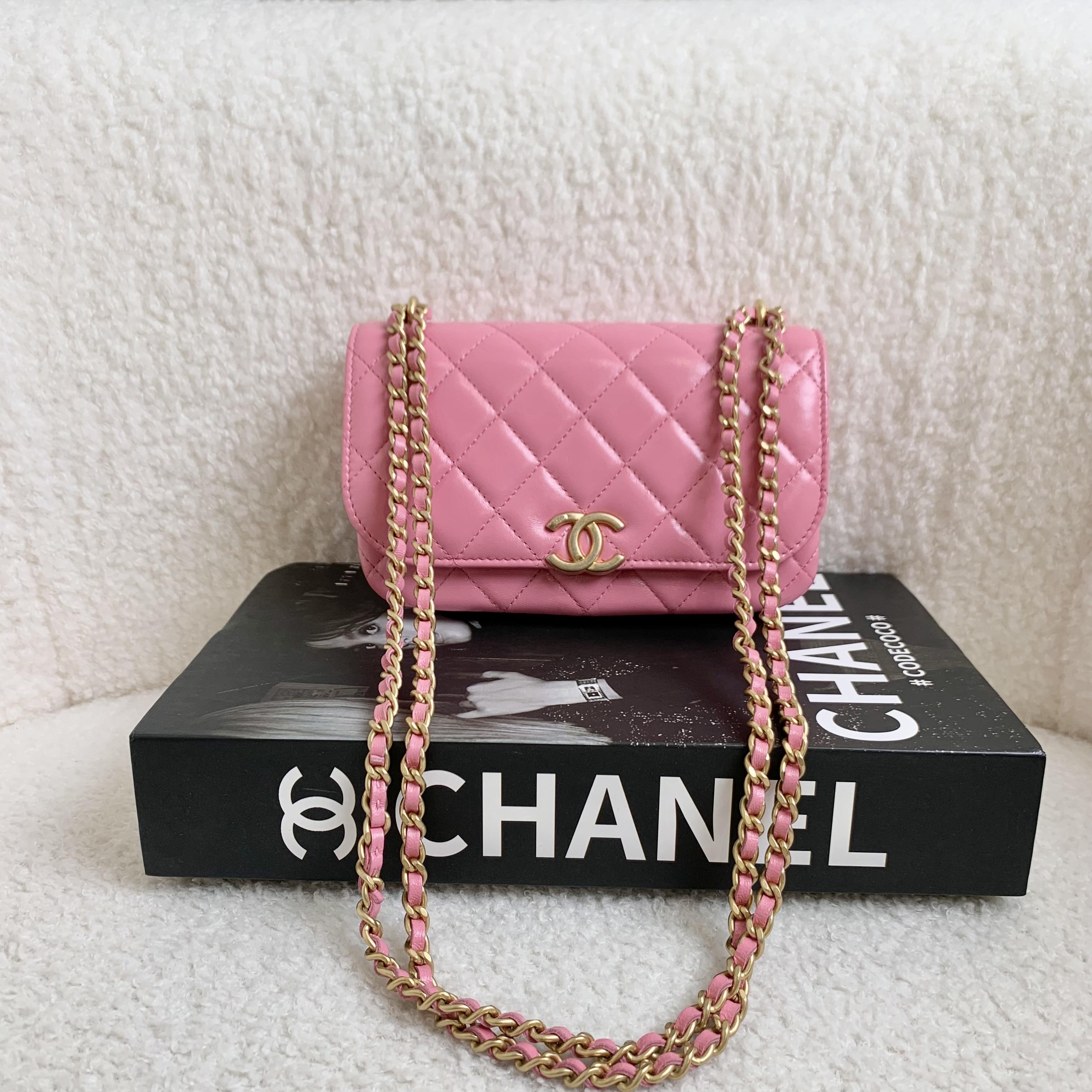 99新 Chanel/香奈儿 壹臻/23A粉金油蜡风琴WOC/81321348