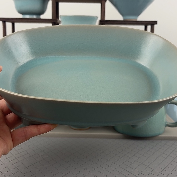 微瑕汝窑仿古釉大号水仙盆