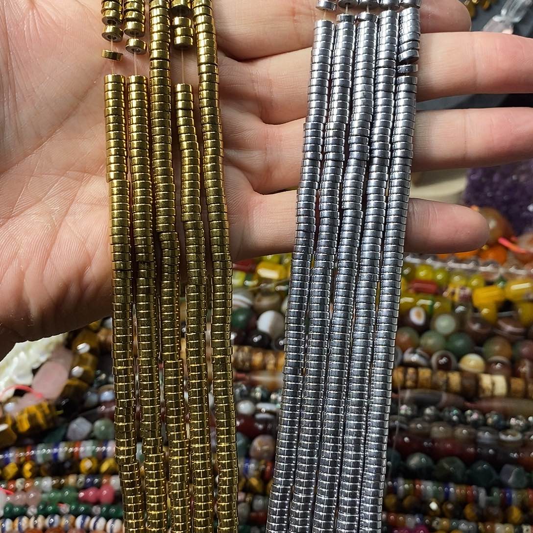 石英质玉未镶嵌，2条黑胆石直切隔片6mm，备注颜色，