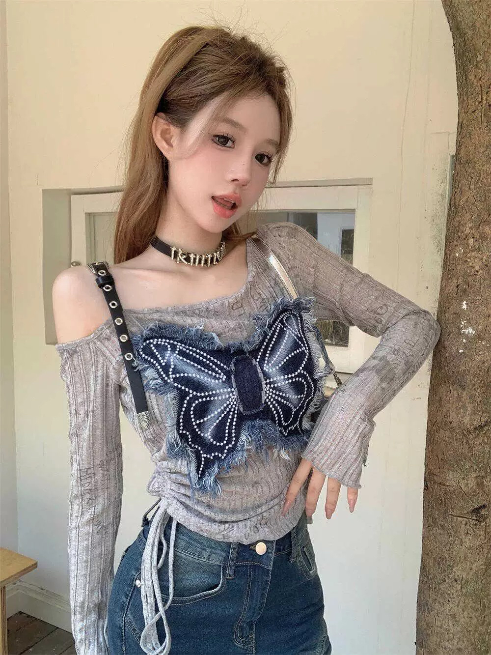 E 大梦梦蕾丝半高辣妹短款夏季外穿