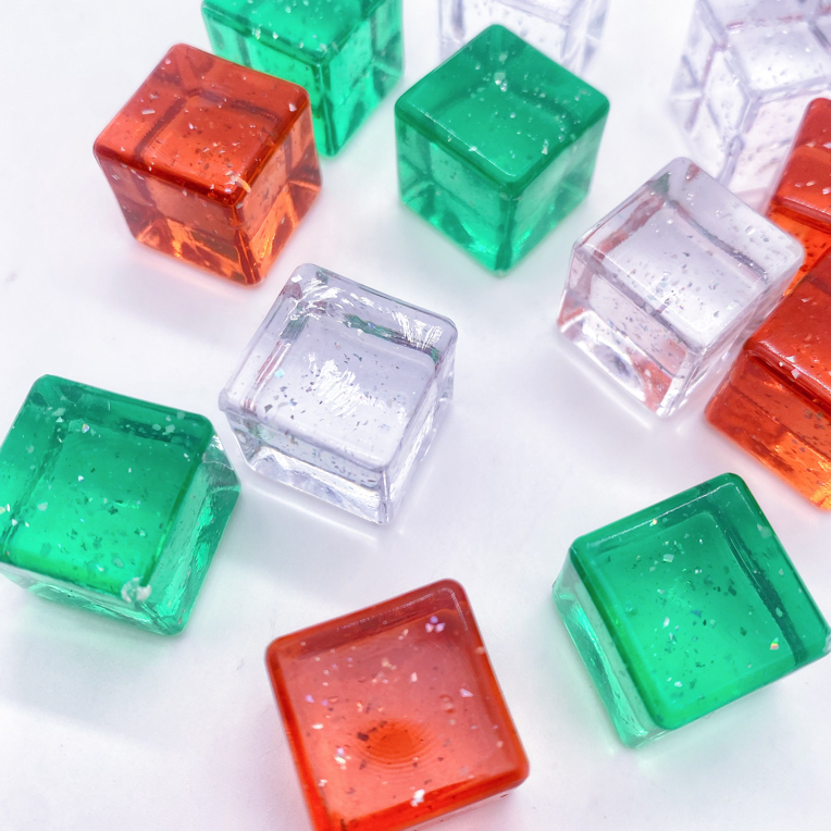 发光炫彩1.8cm圣诞绿夜光星空冰块DIY摆件桌面摆件迷你彩色树脂