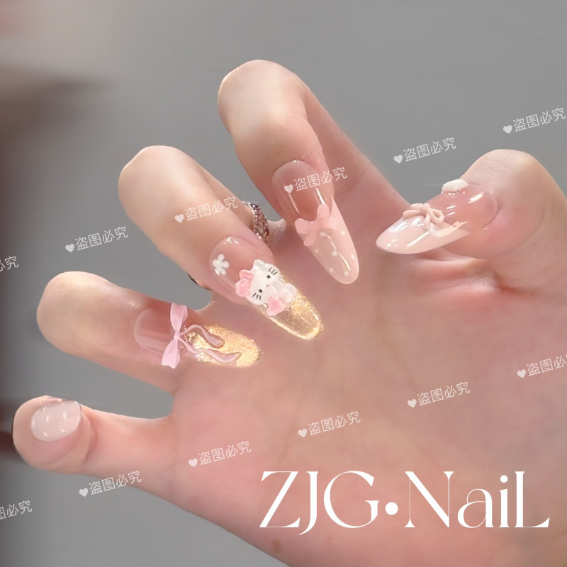 【KT甜妹】ZJG-猫眼款纯手工穿戴甲美甲-10片-反复佩戴（无收纳盒）