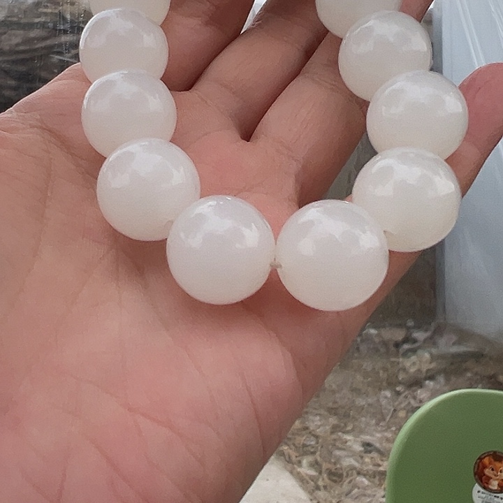羊脂白圆珠手串16