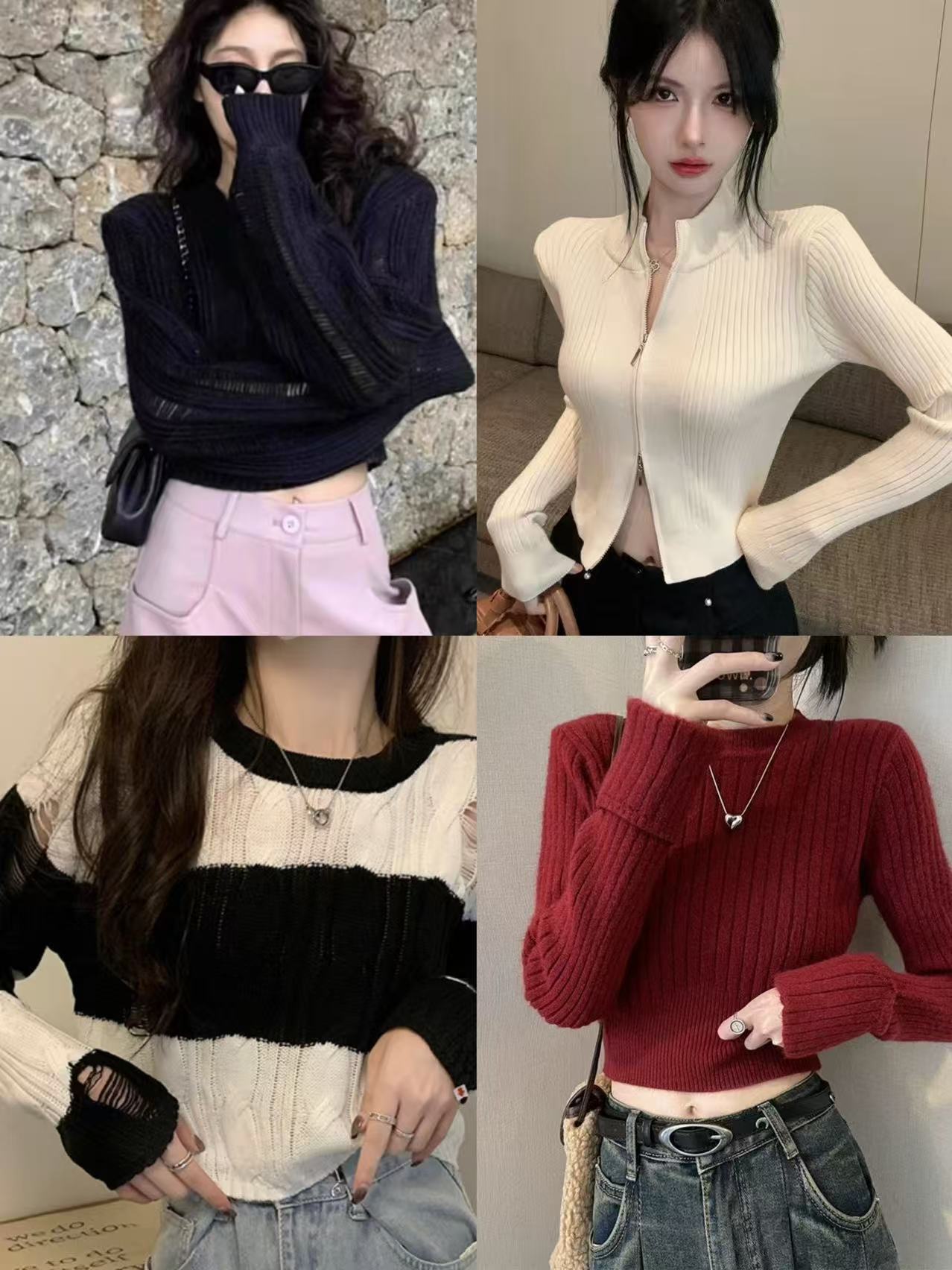 【1号链接】高腰修身露脐辣妹短款小个子显瘦短袖针织上衣百搭夏季