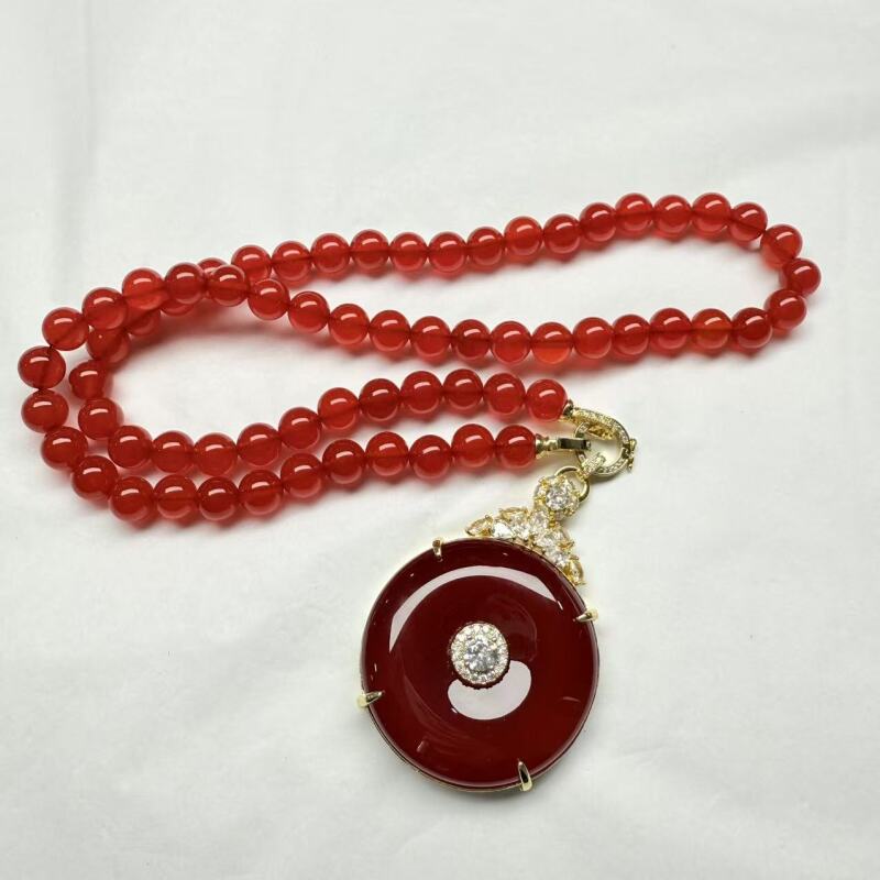 ZH54-天然  高端  大气   -时尚  红玉髓  红平安项链