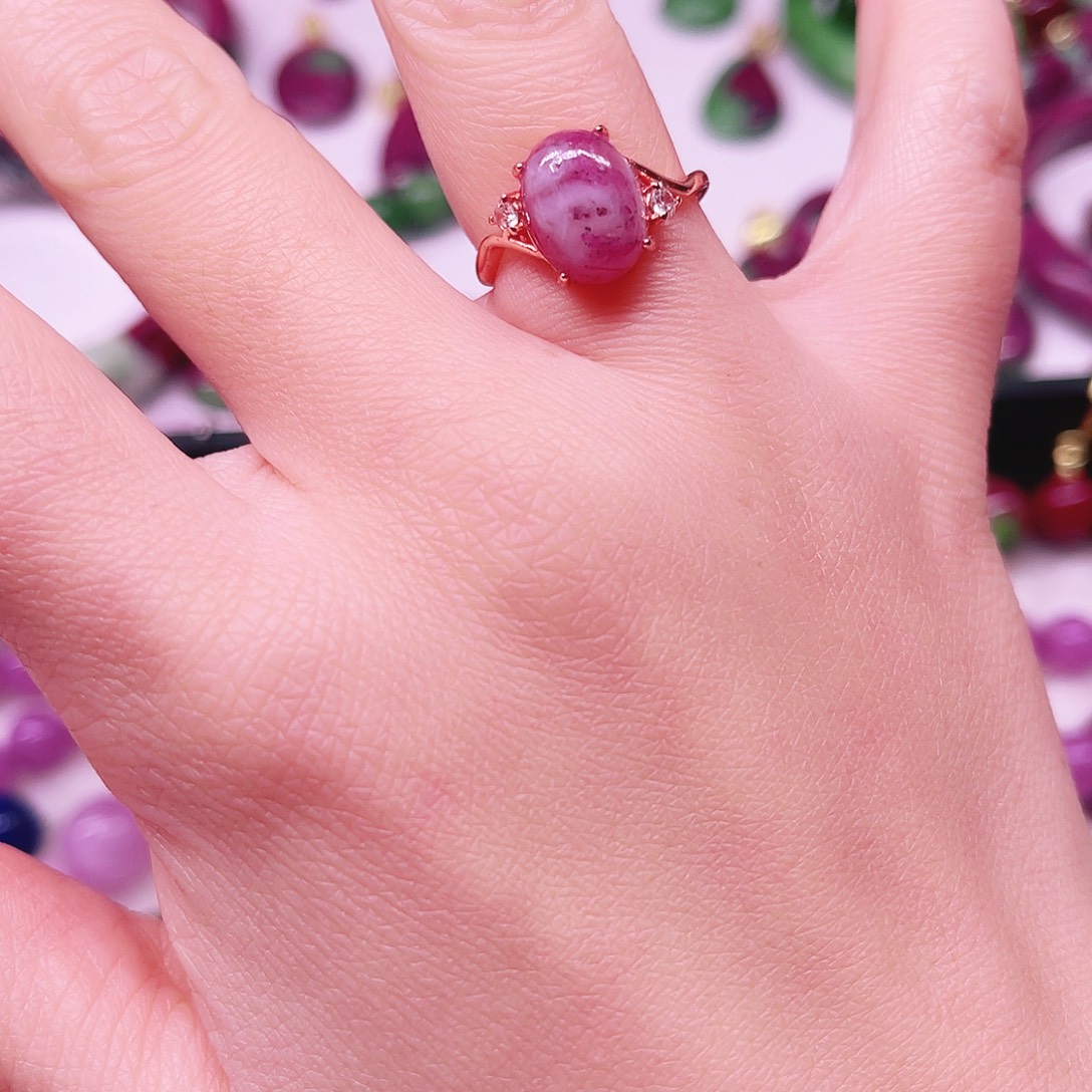 戒指红宝石银S925镶嵌