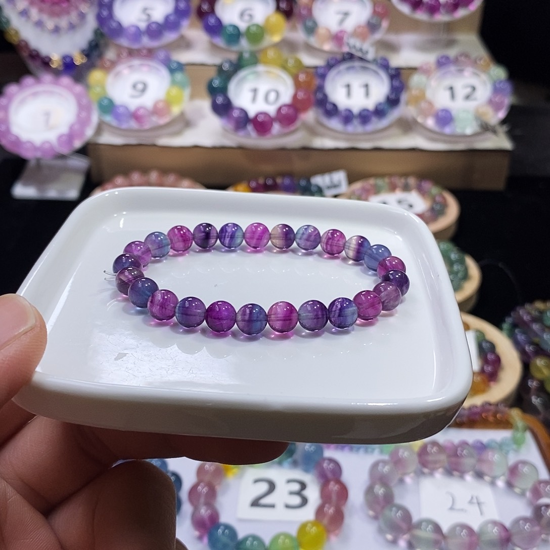 萤石手链未镶嵌蓝紫西瓜7mm