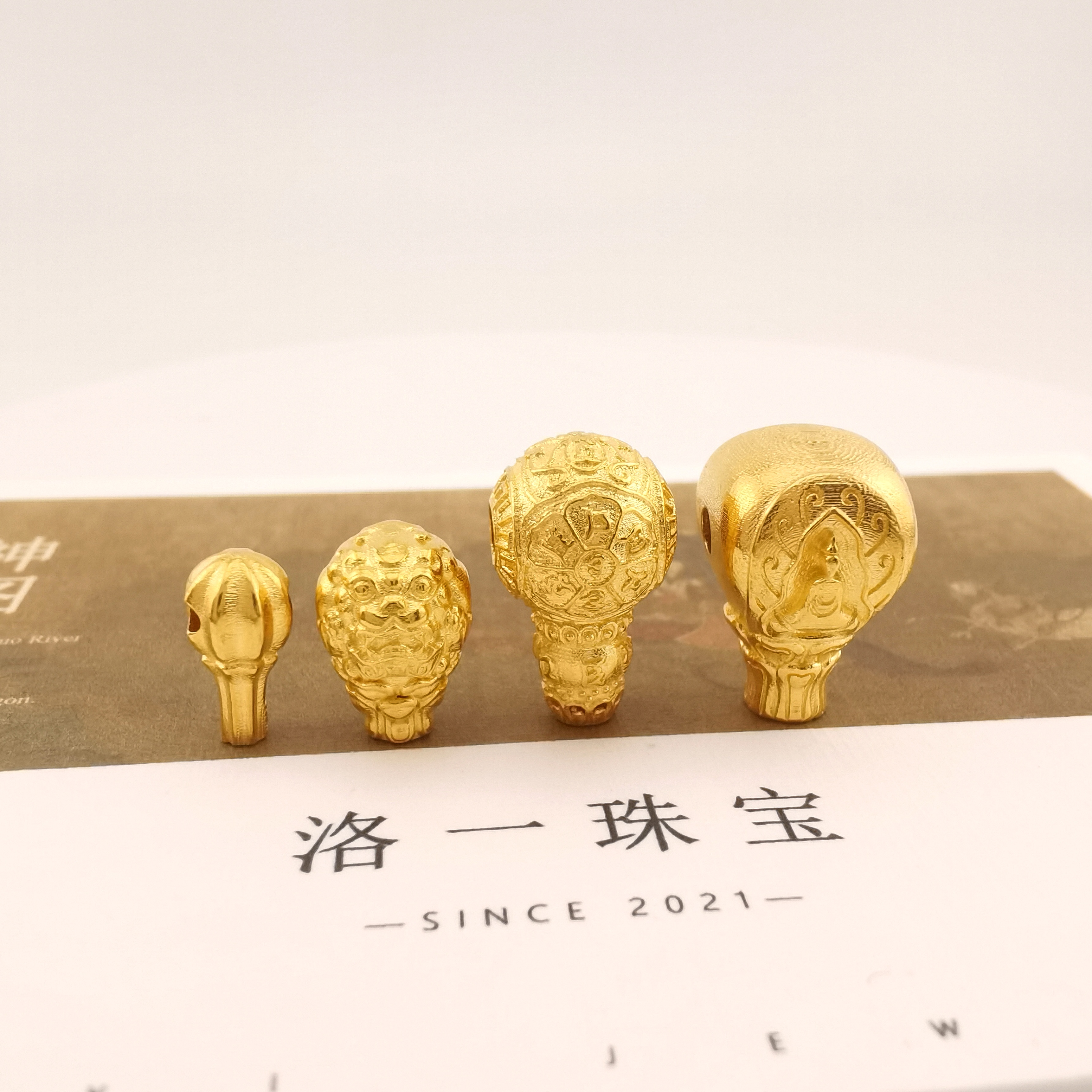 【洛一珠宝】【三通合集】18K金古法金三通厚金不变形实心文玩配件