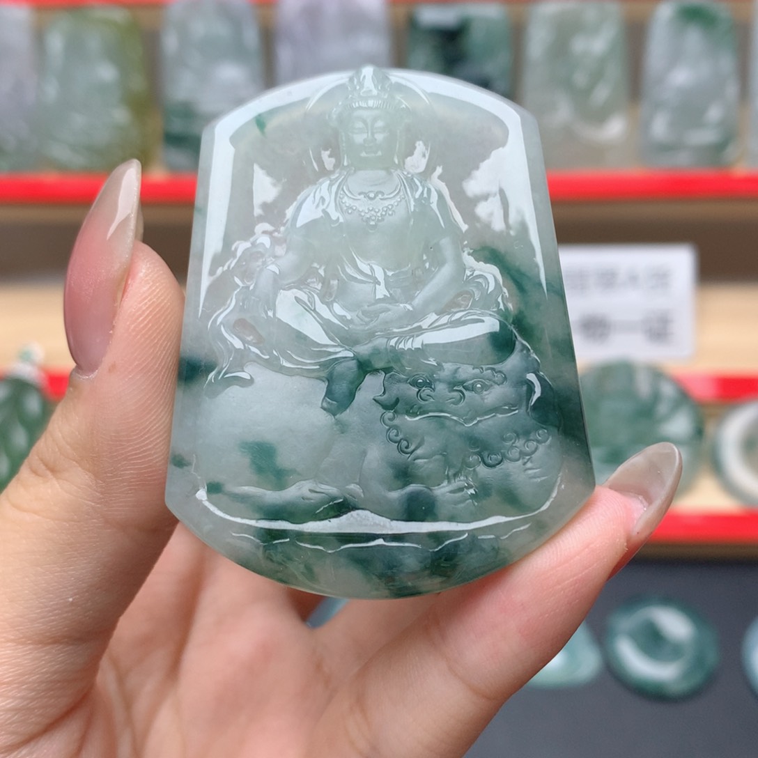 翡翠颈饰未镶嵌文殊菩萨