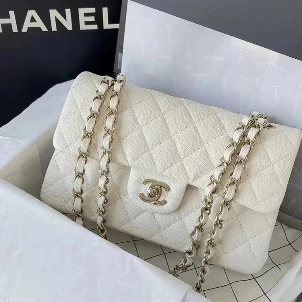 未使用 Chanel/香奈儿 白金 小号 CF 芯片款 荔枝皮单肩斜挎包