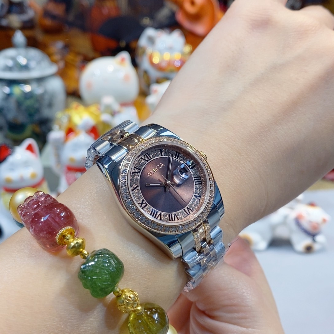 小牛皮（革）精钢钛合金石英机芯