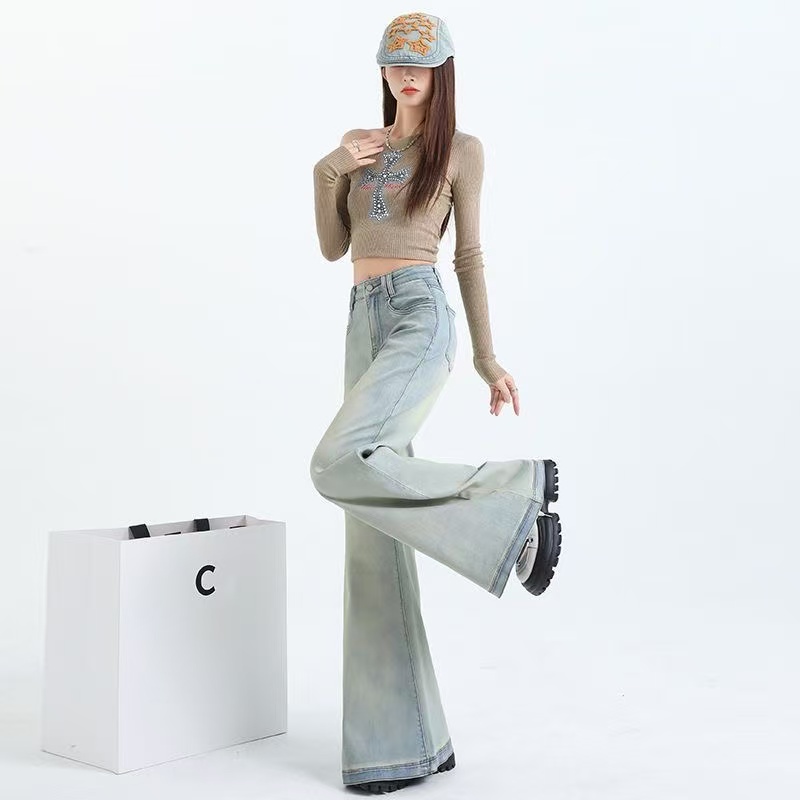（可）（毛豆） 牛仔裤2025夏季新款浅色女款