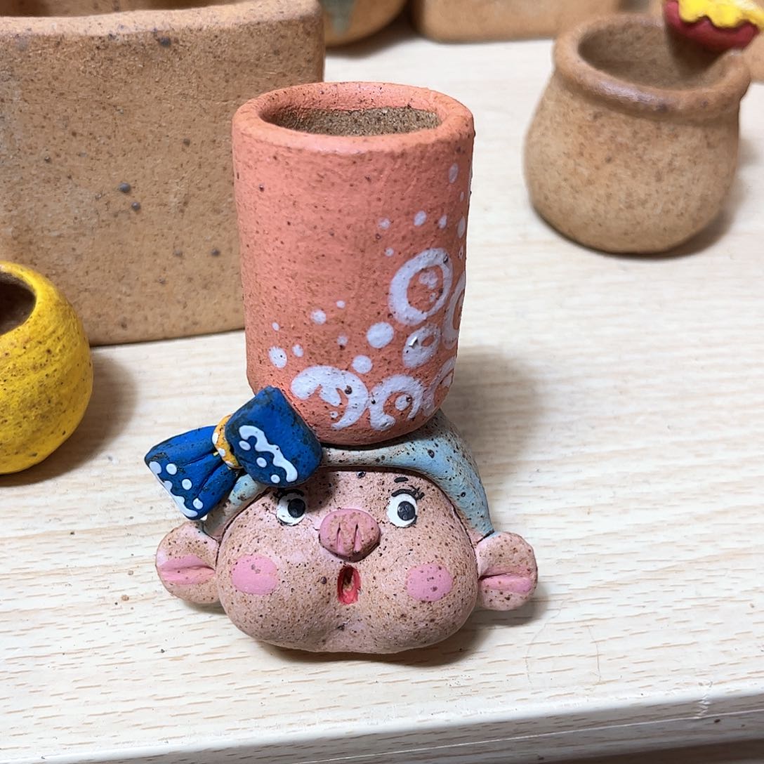 泥塑古镇炻陶花盆